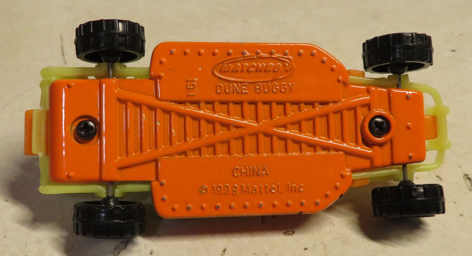 Matchbox Dune Buggy 1998 1:61 Die Cast & Plastic Fluorescent Orange Yellow Rail