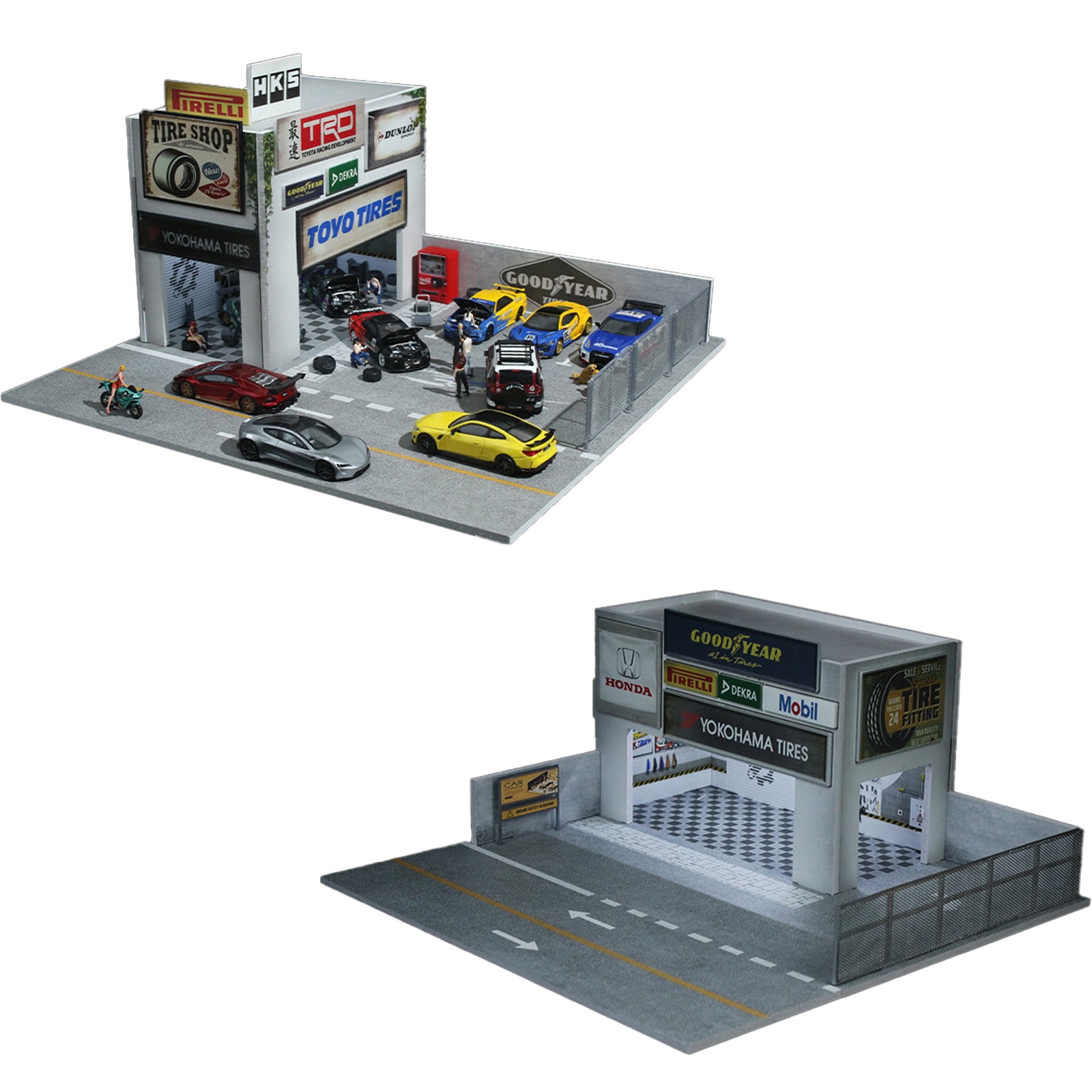 Diorama 1/64 Diecast Car Garage Model LED Street Factory Building Display Toy US