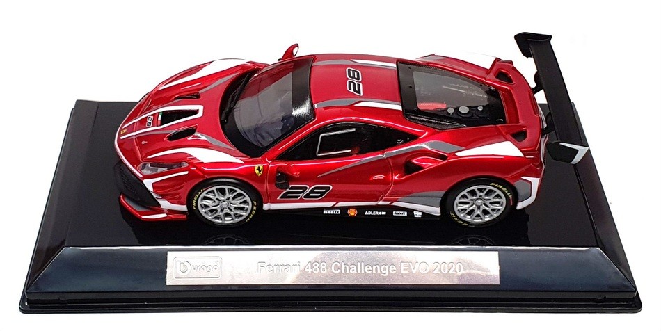 Burago 1/43 Scale 18-36309 – 2020 Ferrari 488 Challenge EVO #28 – Red