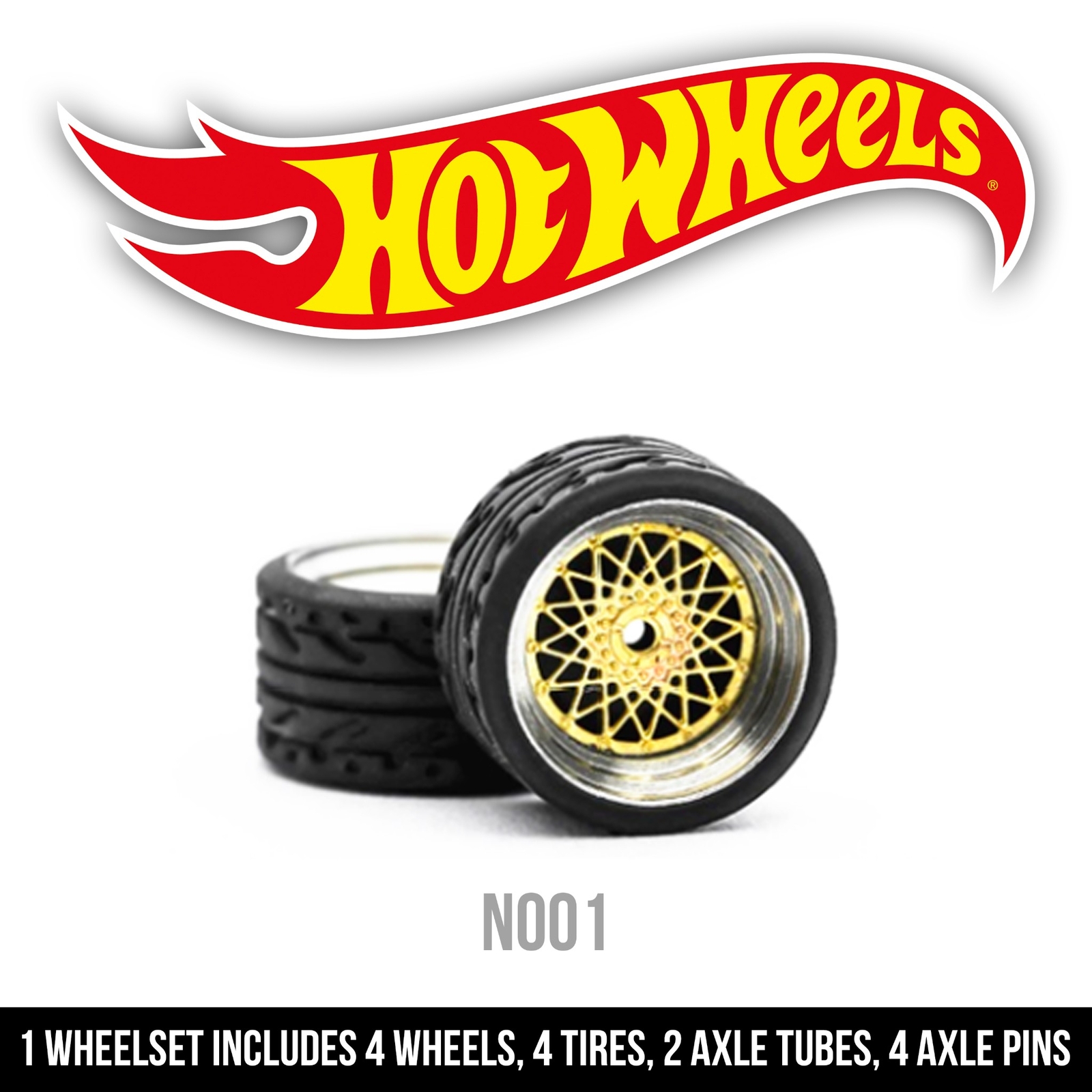1/64 Scale ALLOY N-CLASS Real Rider Wheels Rims Tires Set for Hot