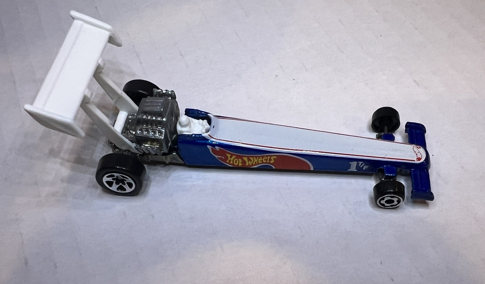 Hot Wheels Blue Race Team Dragster 1T/F w/5 Spoke Wheels Blue 1992 Malaysia