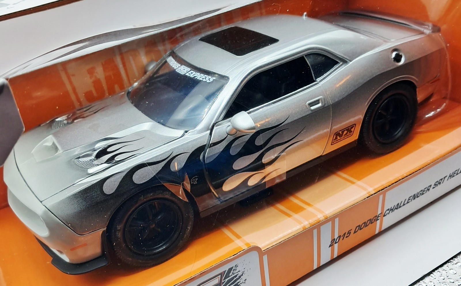 Jada 2015 Dodge Challenger SRT Hellcat NX Bigtime Muscle Silver Black 1/24 New