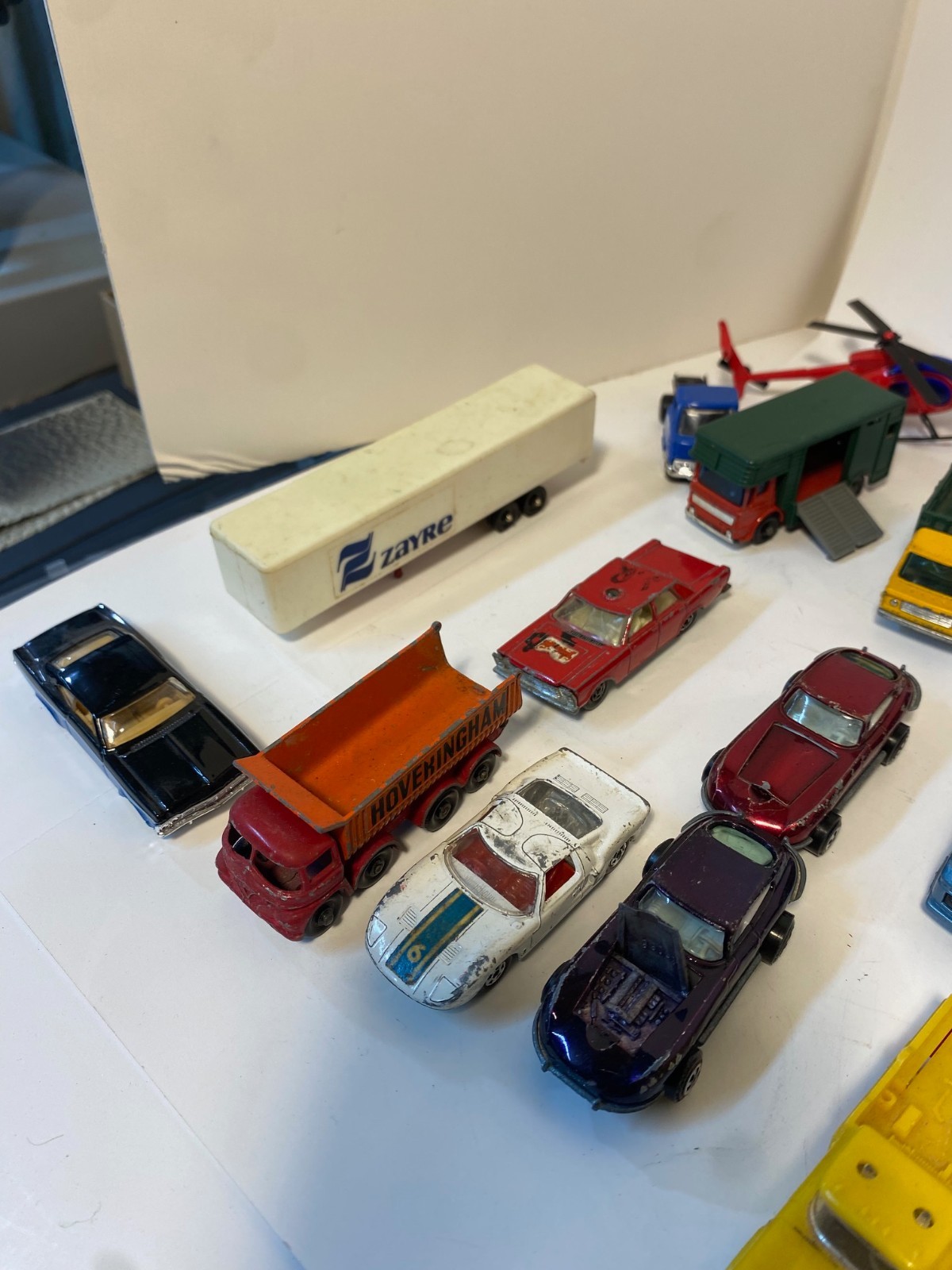 Lot of 185 Matchbox cars, trucks, and other equipment HO scale
