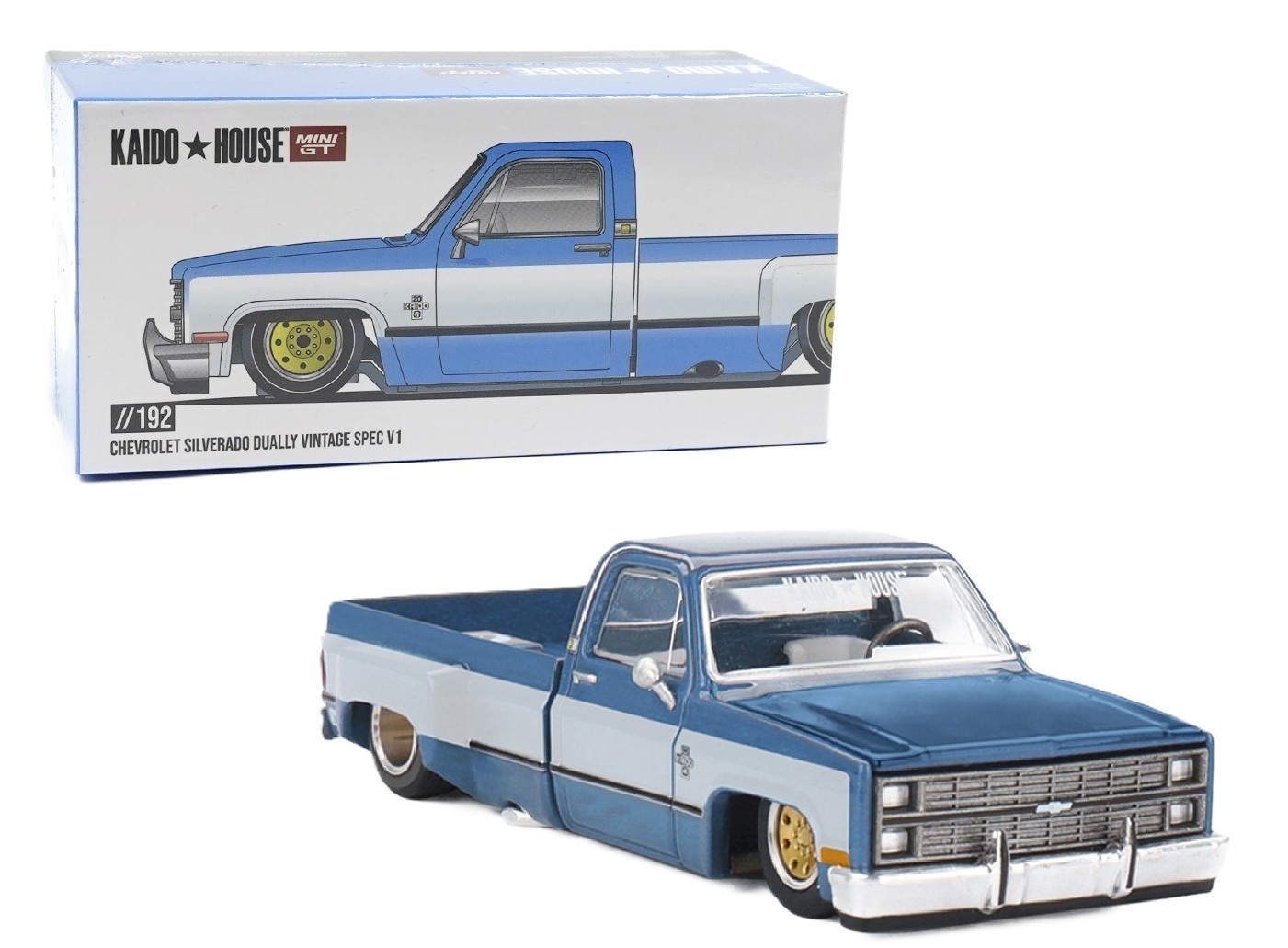Kaido House x Mini GT 1:64 Chevrolet Silverado Dually Vintage Spec V1 KHMG192