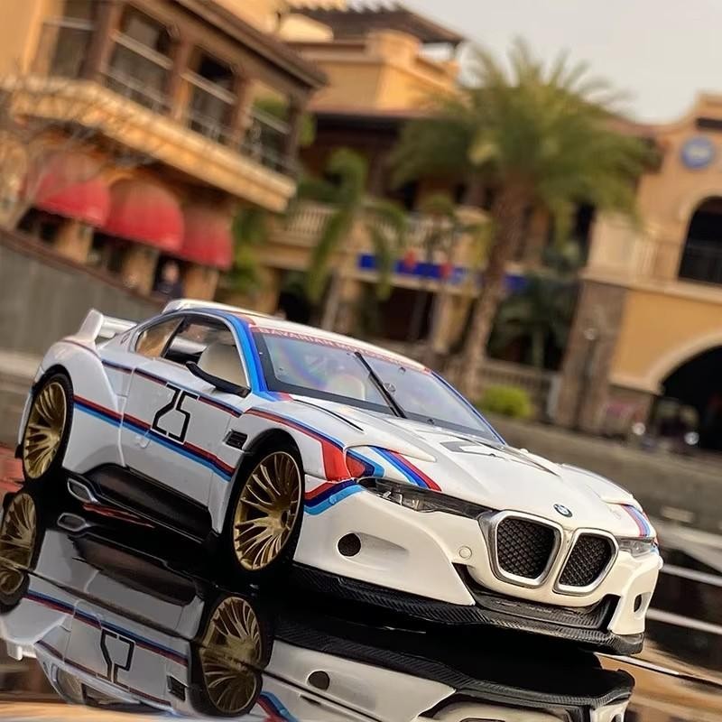 1:24 BMW 3.0 CSL Racing Car Alloy Model Diecast with Sound Light Kids Gift NEW