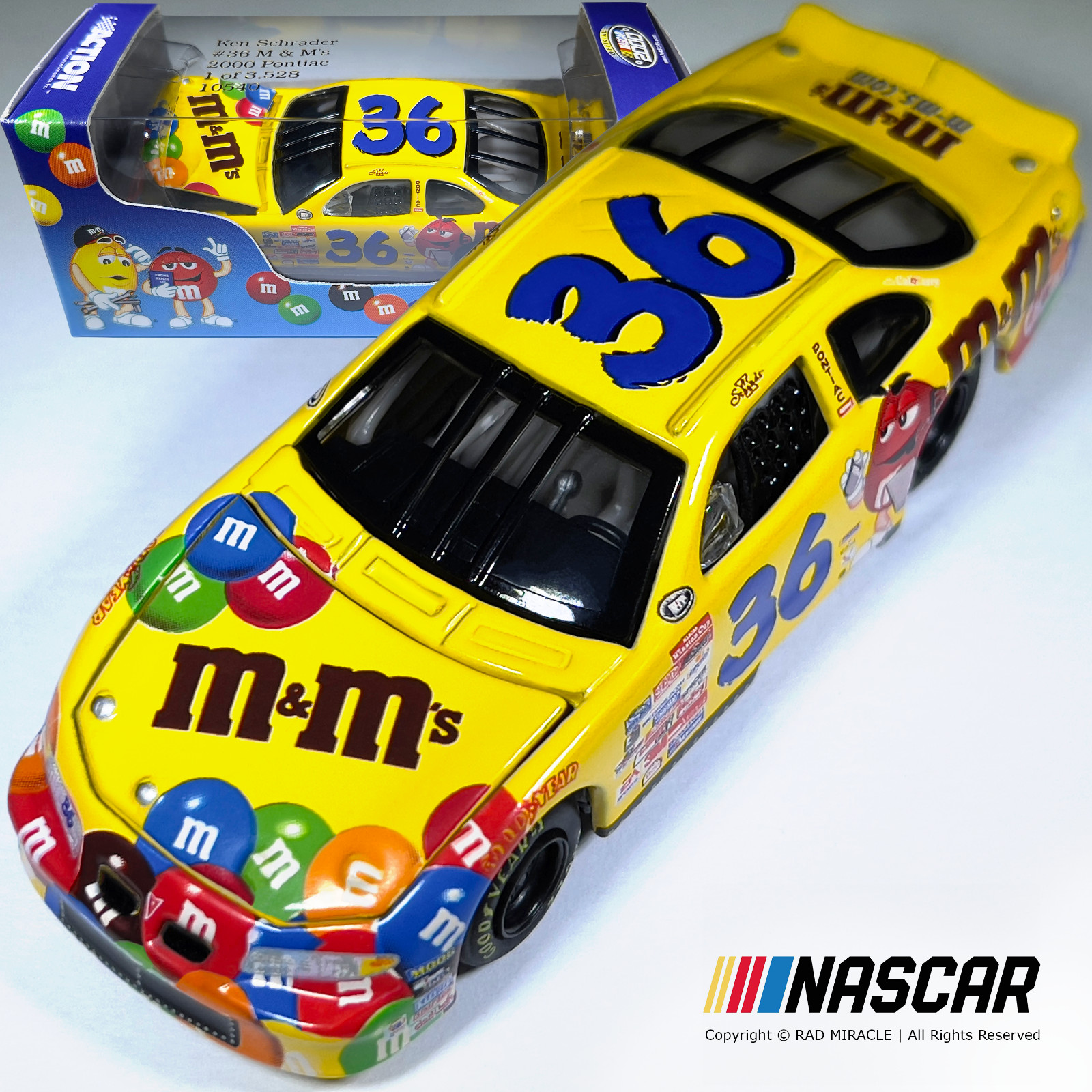 PREMIUM CAR! NASCAR 2000 1:64 M&M’S 36 PONTIAC GRAND PRIX KEN SCHRADER