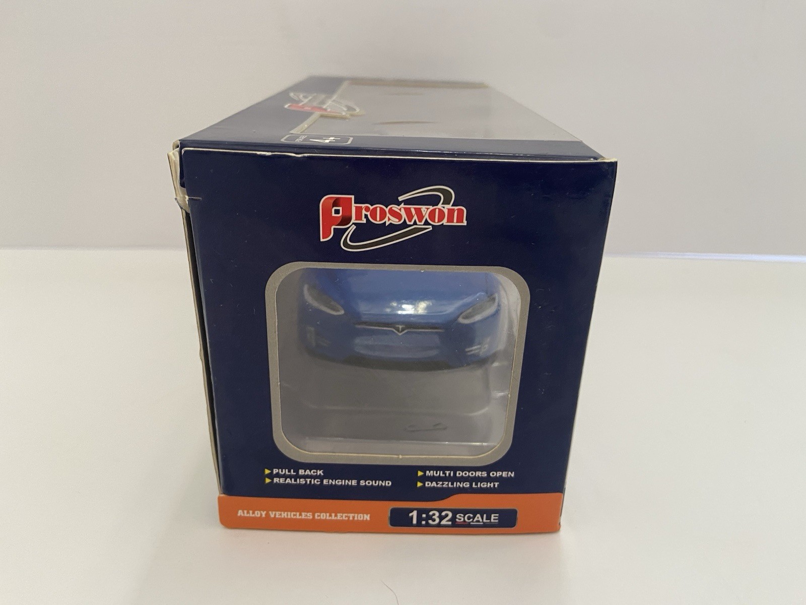 Proswon Diecast Tesla Model X 1:32 Light Sound Pull Back Action New Open Box U4