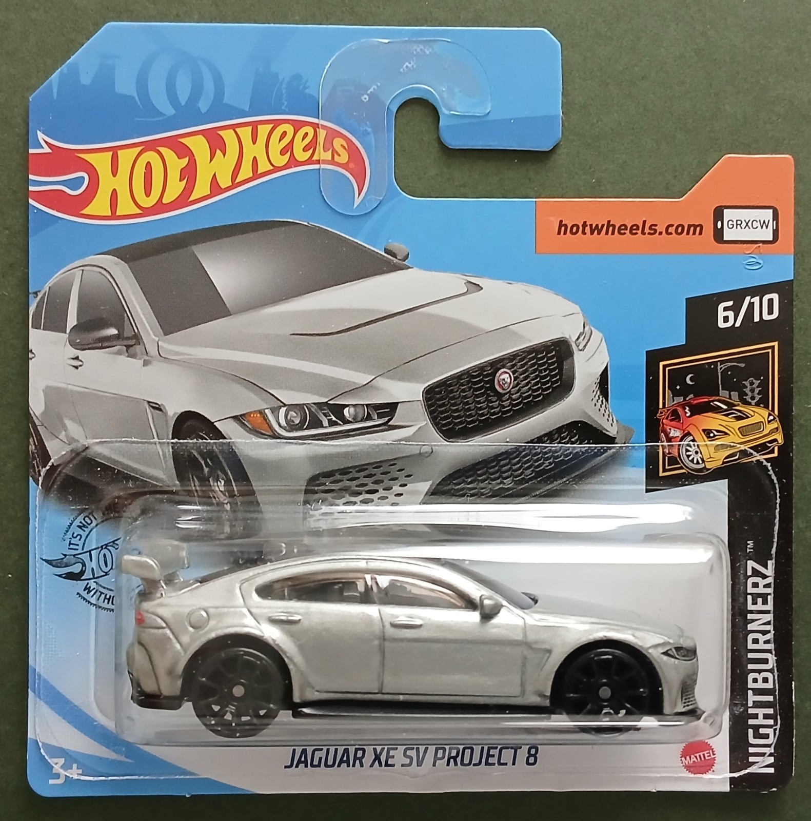 HOT WHEELS 2020 JAGUAR XE SV PROJECT 8, SILVER, SHORT CARD.