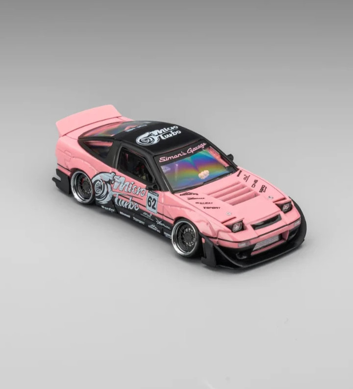 MT 1/64 NISSAN 180SX S13 Rocket W/Pop Up/Interior/Engine Die Cast Model -PINK-