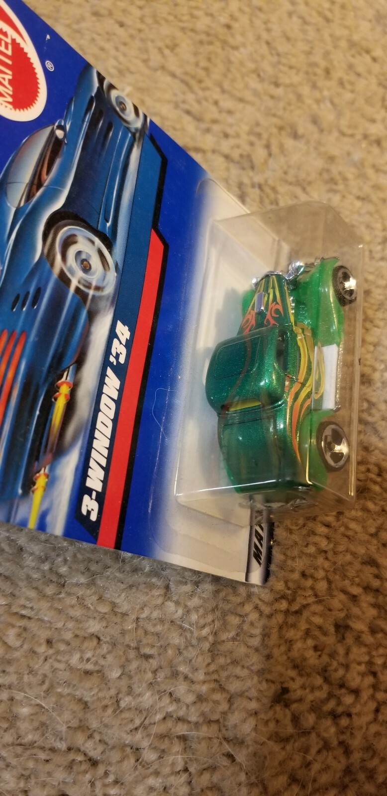 2000 Hot Wheels 3-Window ’34 Hot Rod #132 Metallic Green 3 Spoke Rims NIP