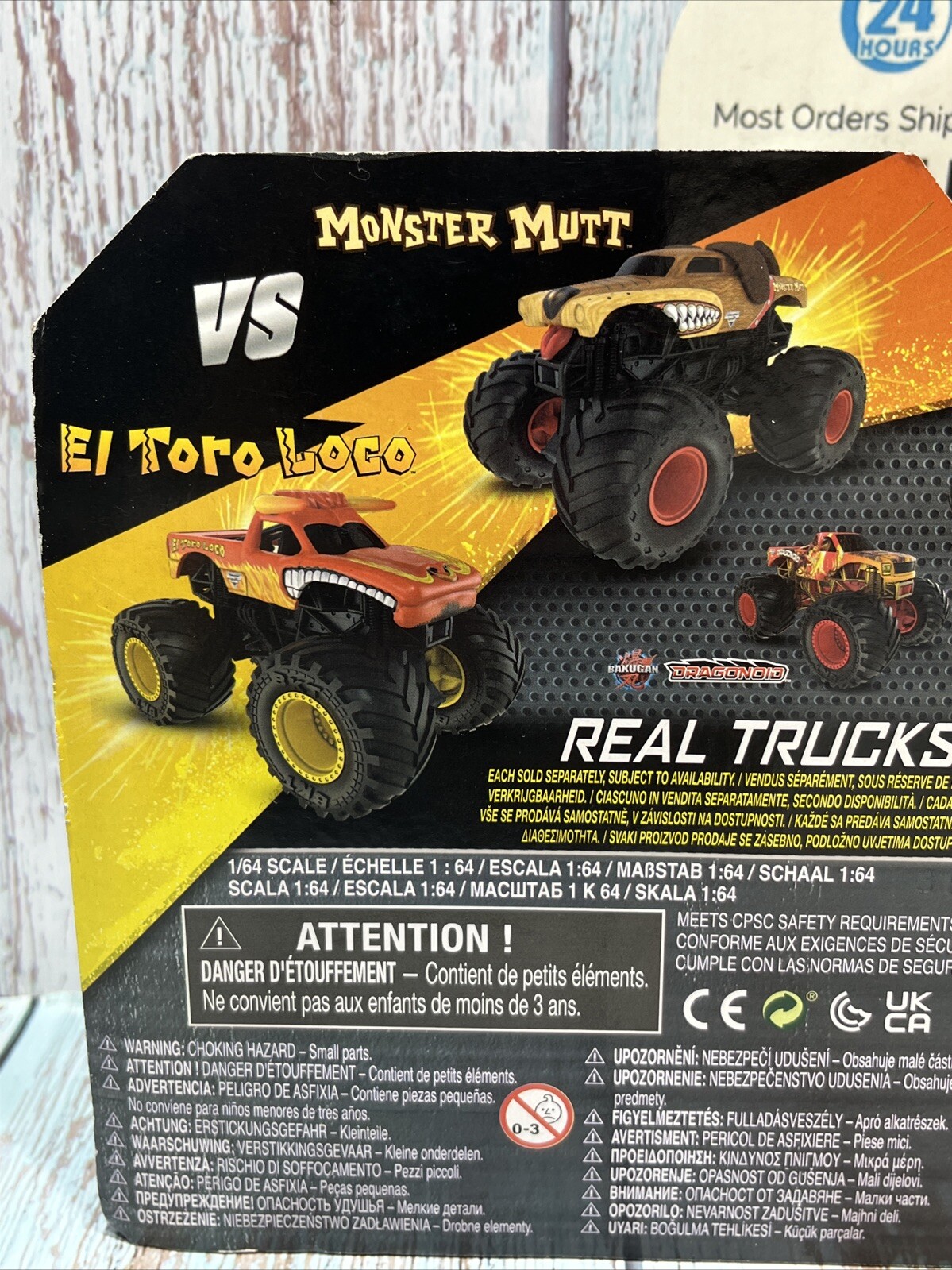 Monster Jam 1:64 Scale Truck El Toro Loco vs Monster Mutt 2 Pcs Figure Set.NIB