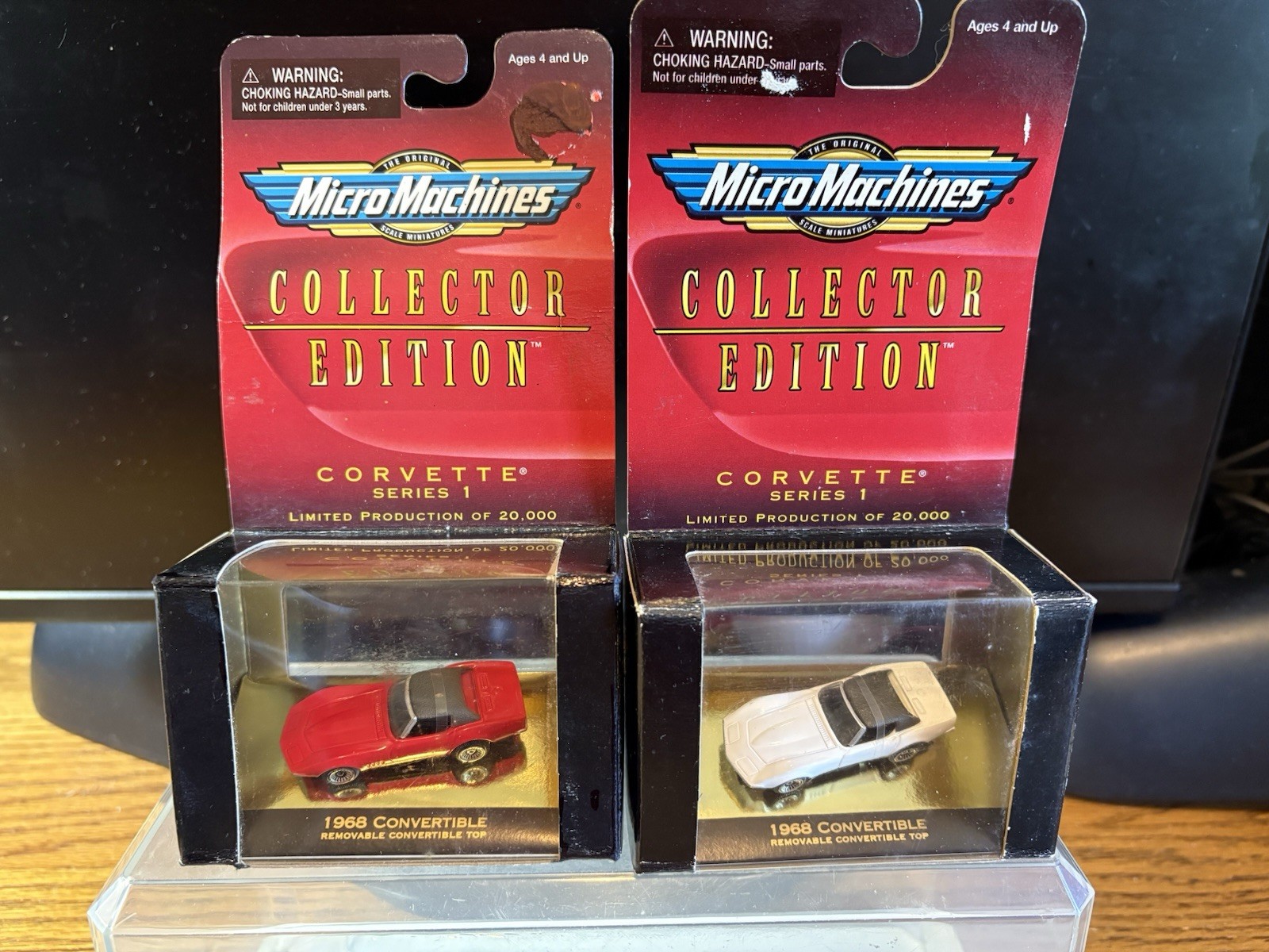 2-Micro Machines Corvettes Series 1 ‘68 Convertibles W/Removable Top NIP RARE M2