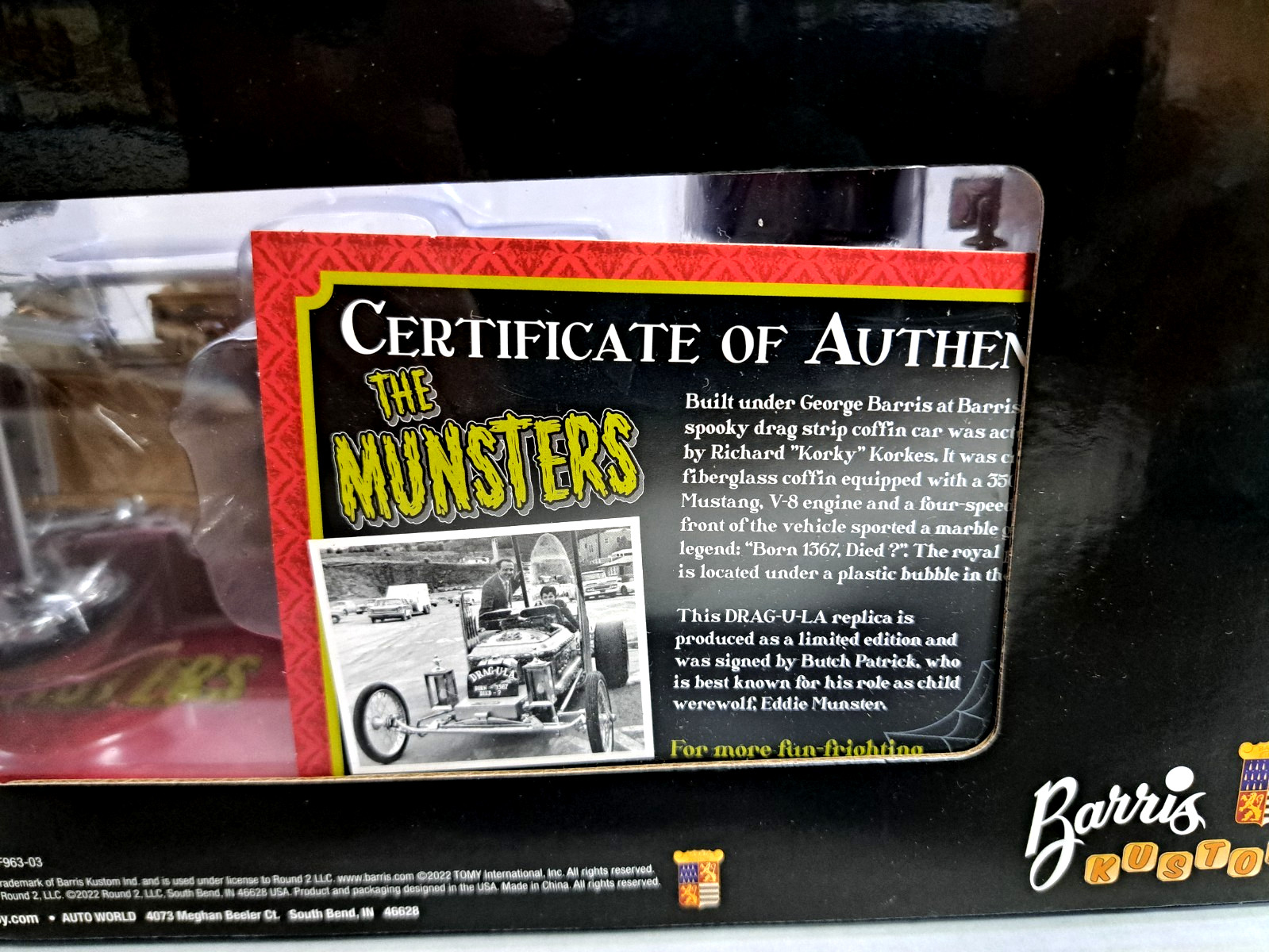 MUNSTERS DRAGULA 1/18 Scale DieCast Signed