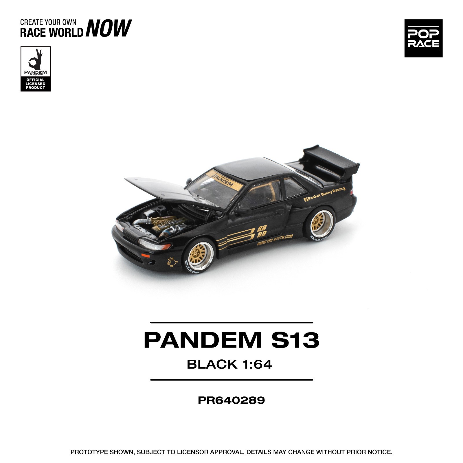 Pop Race Nissan Pandem Nissan Silvia S13 – Black 1:64 Scale Diecast Car PR640289