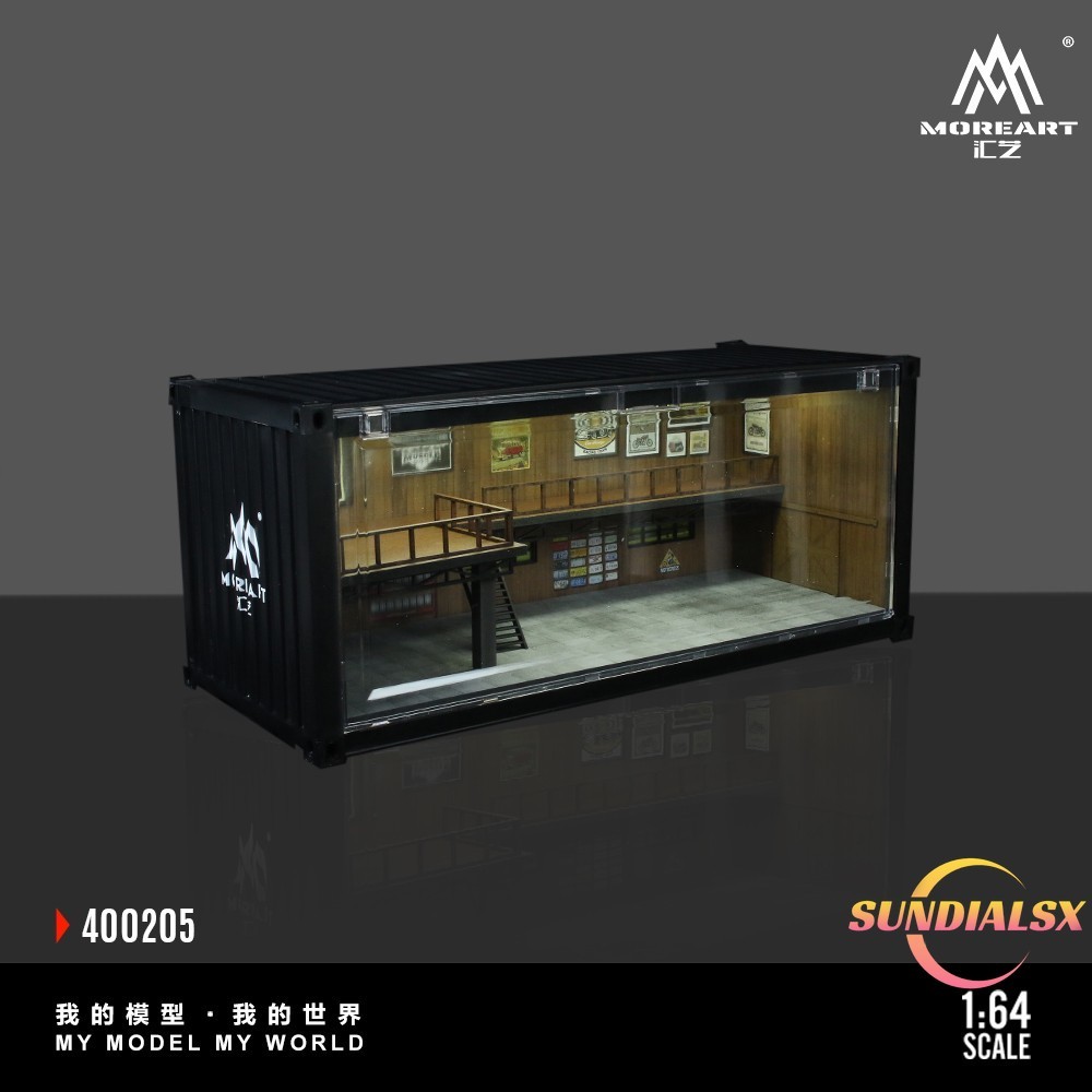 Diorama 1/64 Car Garage Model LED Lights Car Parking Lot Scene Model Display Box