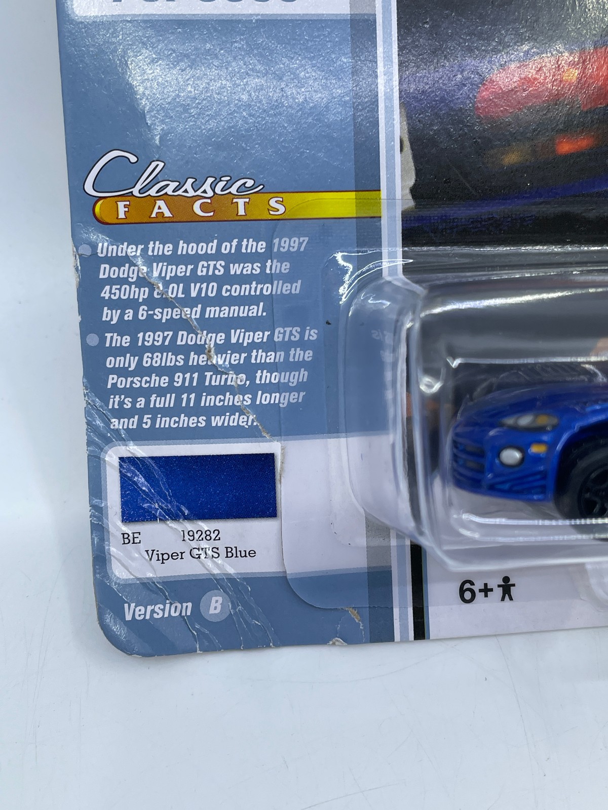 Johnny Lightning JLCG024 Classic Gold VER B 1997 Dodge Viper GTS Viper Blue