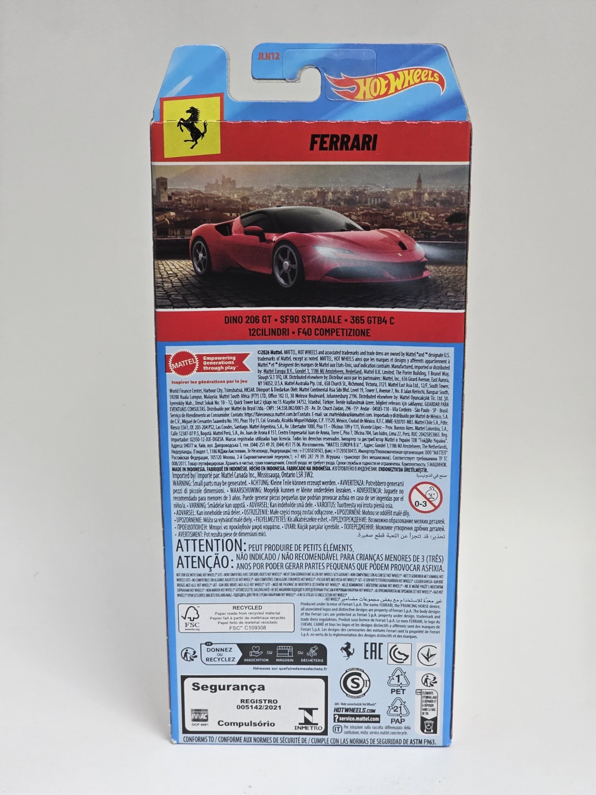Hot Wheels Ferrari 5-Pack Dino 206 GT SF90 Stradale F40 365 GTB4C 12Cilindri