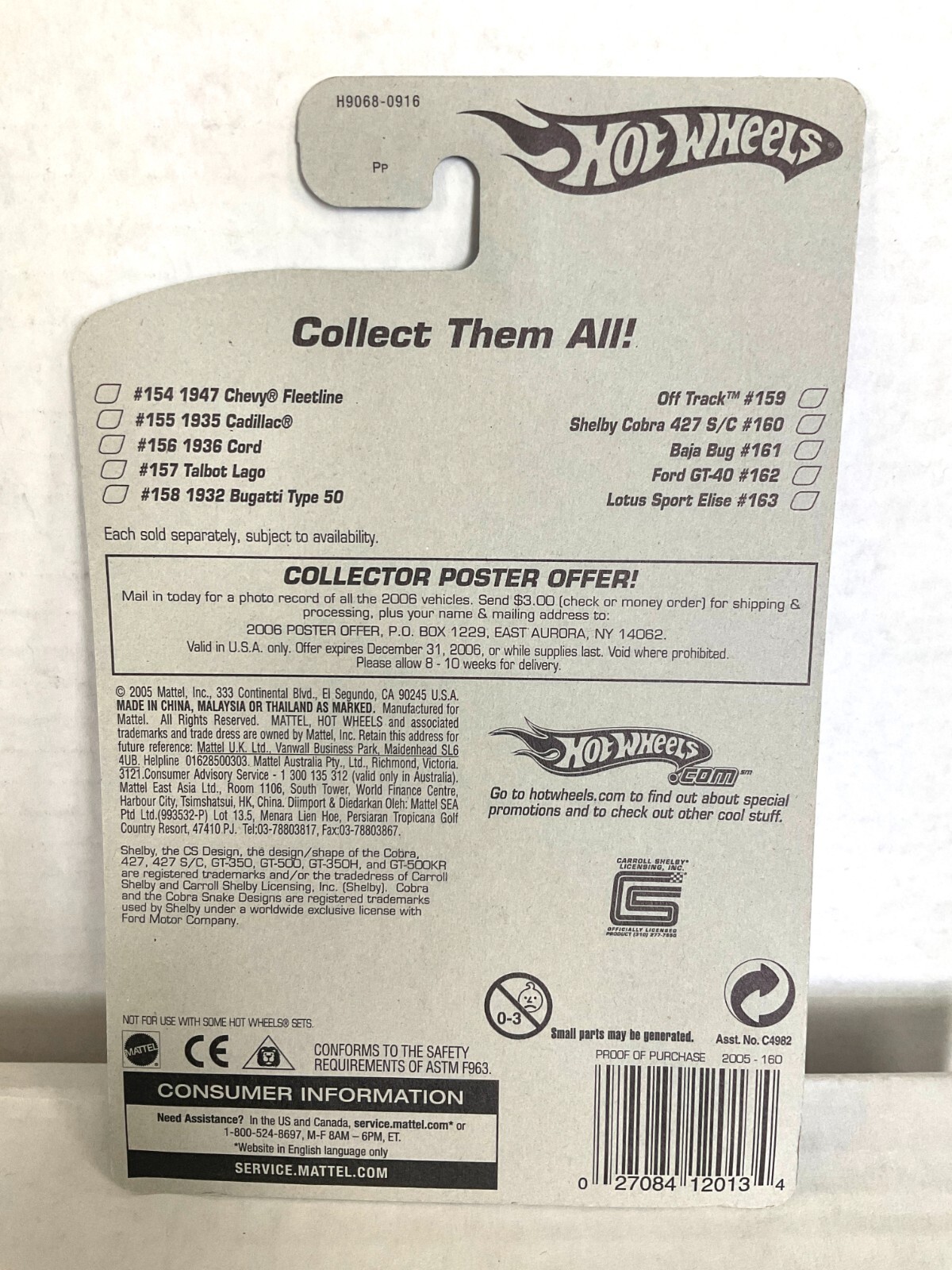 2005 Hot Wheels KMART EXCLUSIVE Color! SHELBY COBRA 427 S/C #160 – Matte Gray