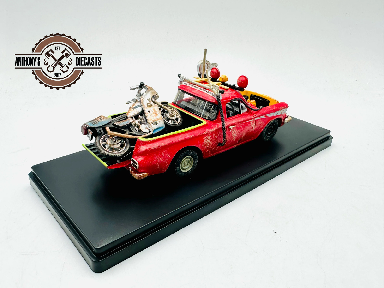 1:43 Mad Max — 1963 EJ Holden Ute with Goose’s Police Kawasaki Bike — ACE/DDA