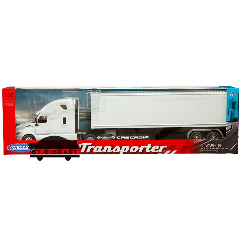 WELLY TRANSPORTER FREIGHTLINER CASCADIA 1/32 with WHITE CONTAINER 32696 WHITE