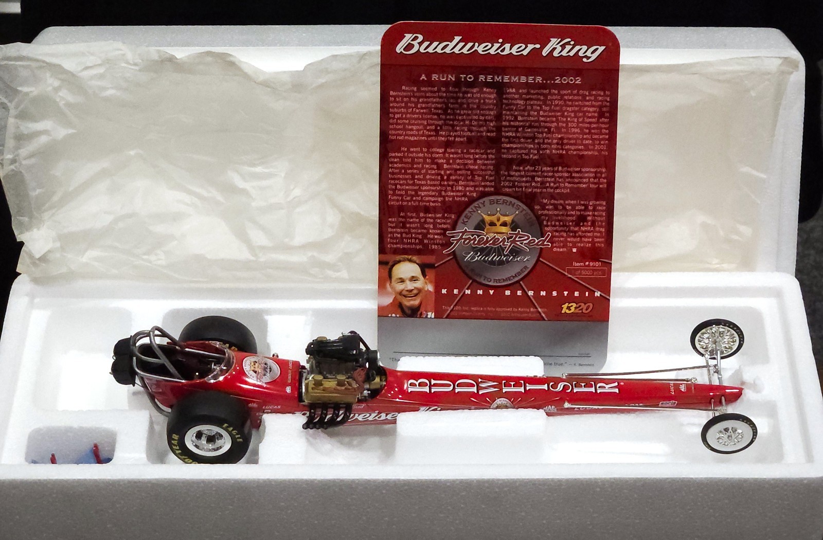 The Fuelers 1320 Kenny Bernstein Forever Red Budweiser Diecast Car #9101 1:24