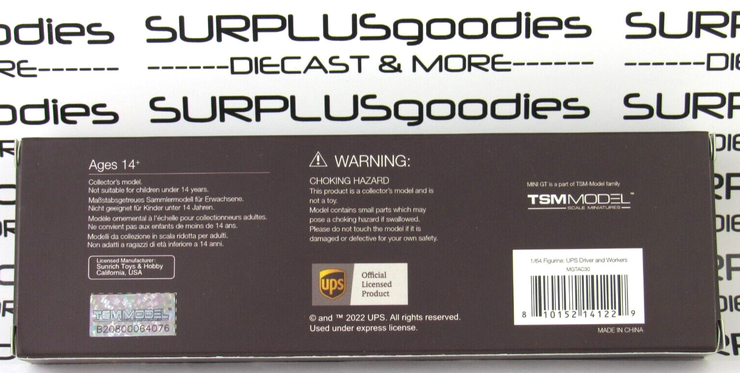 2024 Mini-GT Metal Diorama Figures: Set of (7) pcs UPS Driver & Workers #MGTAC30