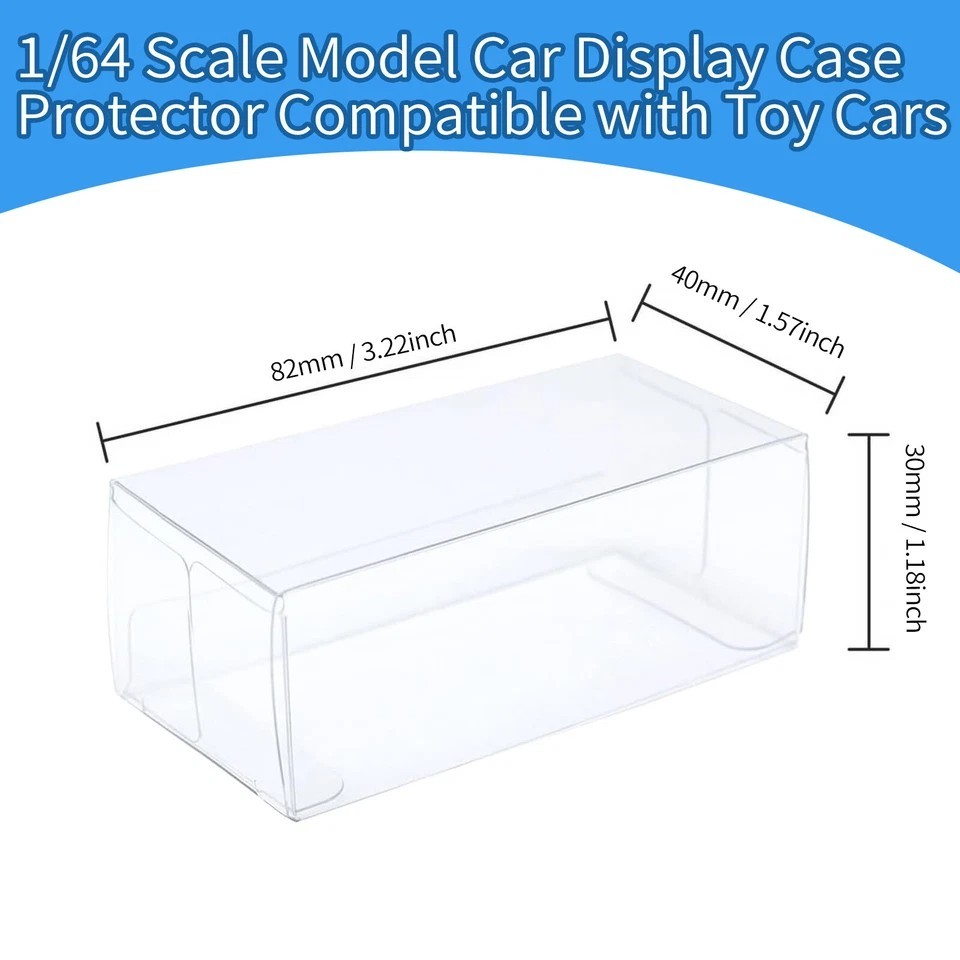 50PCS Clear PVC Display Case for 1/64 Hot Wheels & Tomica Model Cars Storage Box
