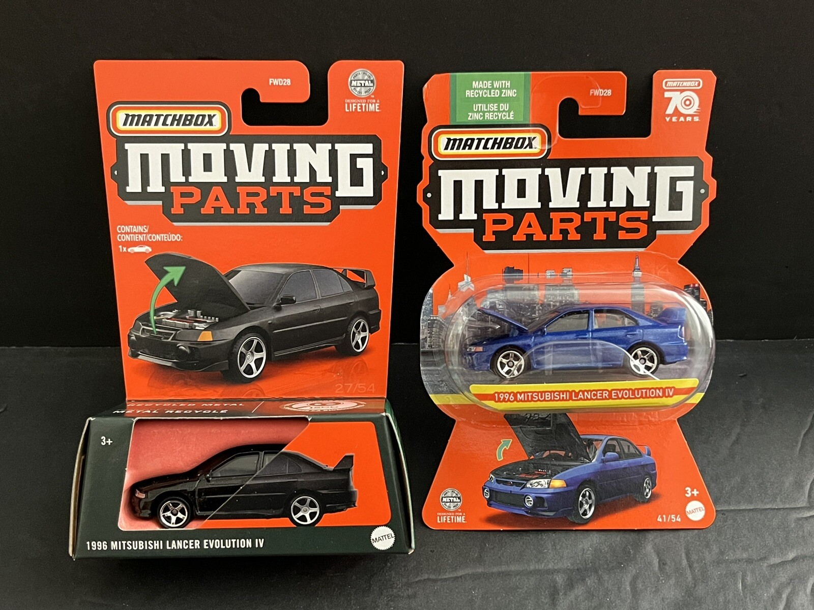 Matchbox Moving Parts Mitsubishi Lancer Evolution Lot Of 2pcs