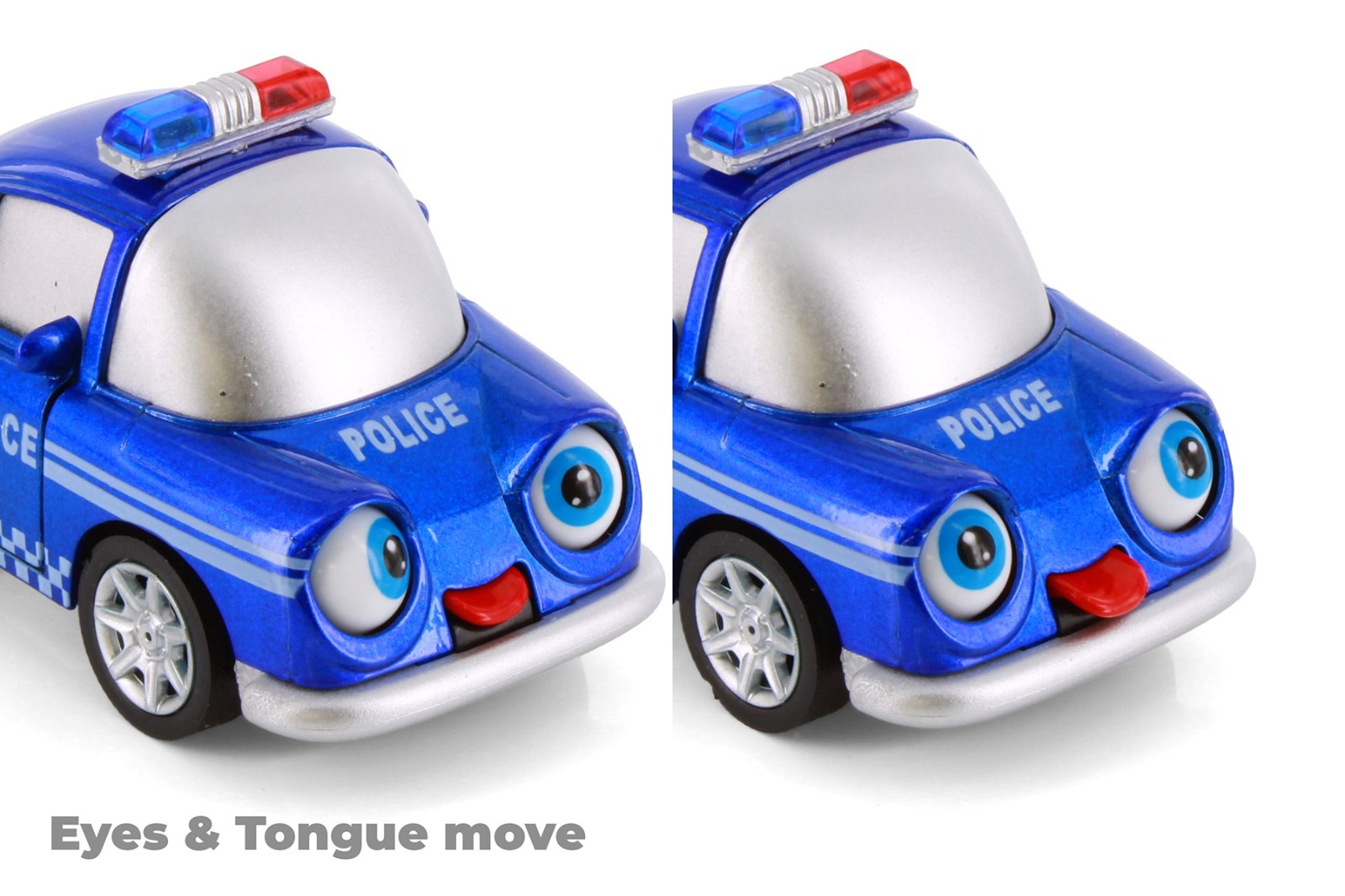 Cutie Cars w/Movable Eyes & Tongues – Police, Blue – Showcasts 403/4D – 4″ Scale