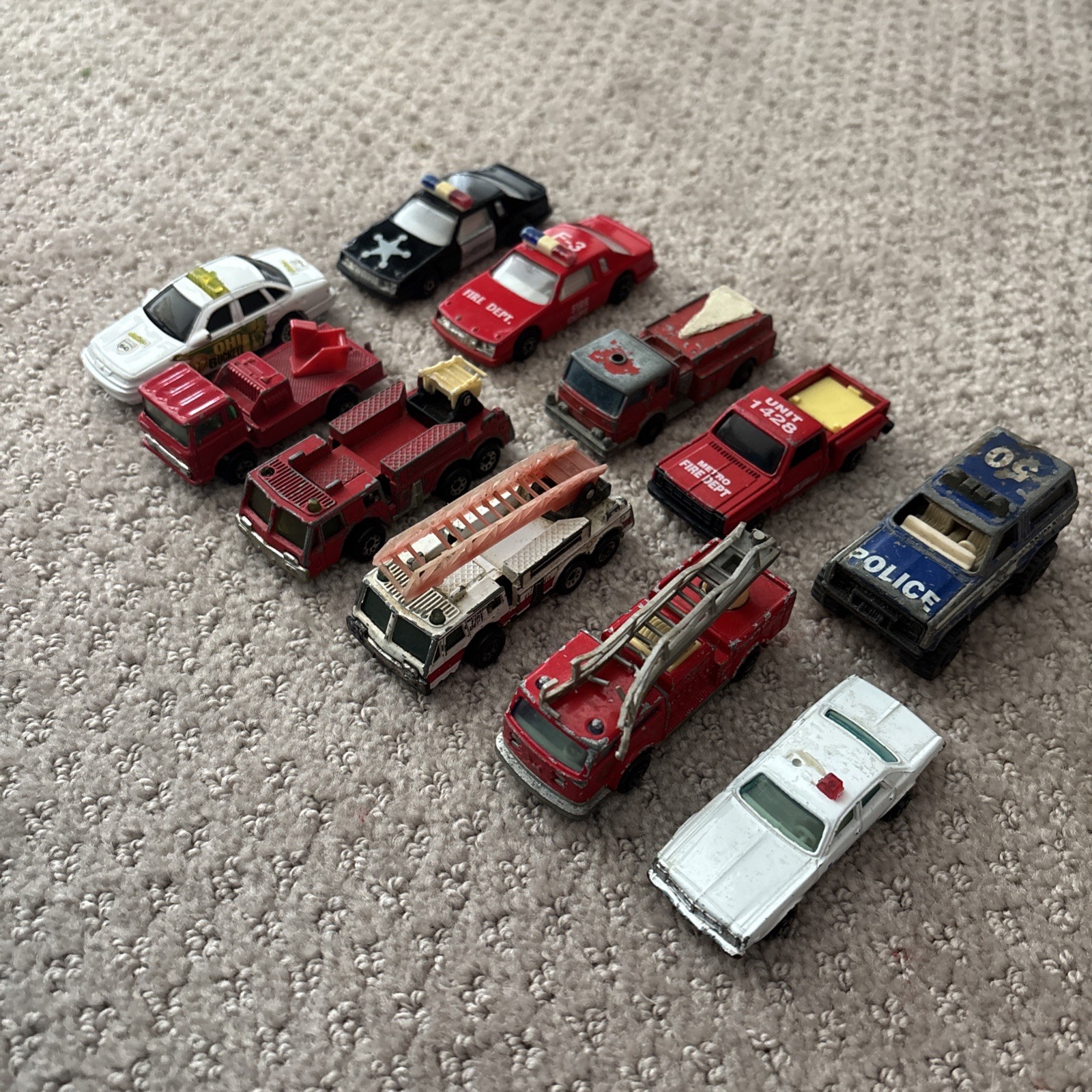 Vintage Matchbox, Lesney, Majorette, Maisto, Lot Of Police/ Fire/ Rescue Cars