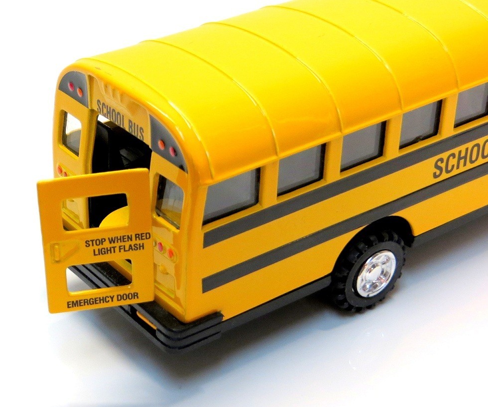 Large Diecast School Bus with Pullback Action, Stop Sign, and opening Doors