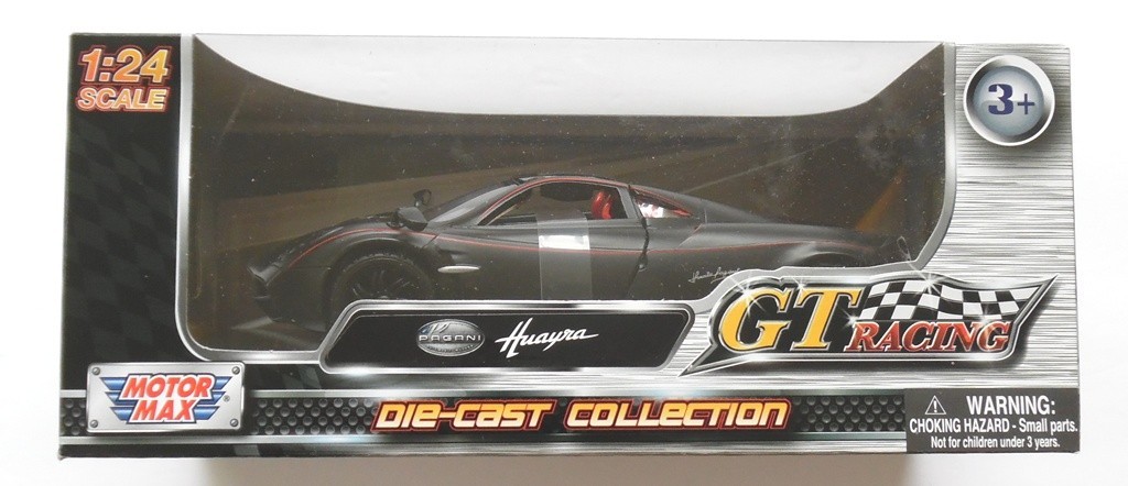 Diecast Black Pagani Huayra GT Racing 1/24 Motor Max New