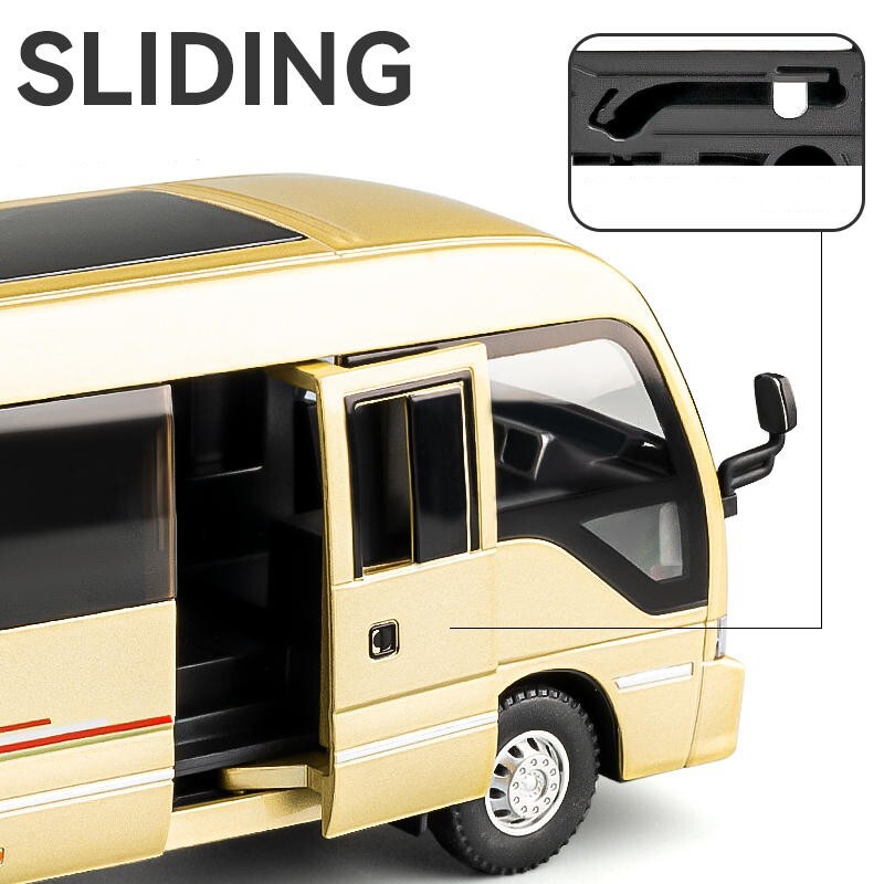 1:32 Alloy Coaster Bus Diecast Model – Sound & Light Toy Vehicle Gift