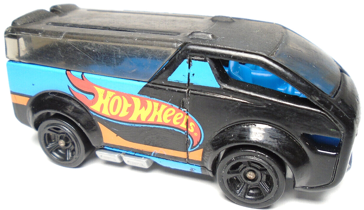 2013 HOT WHEELS BDC73 VANSTER BLACK & BLUE 1:64 DIECAST 2.5 ” VAN W/ ORANGE RED