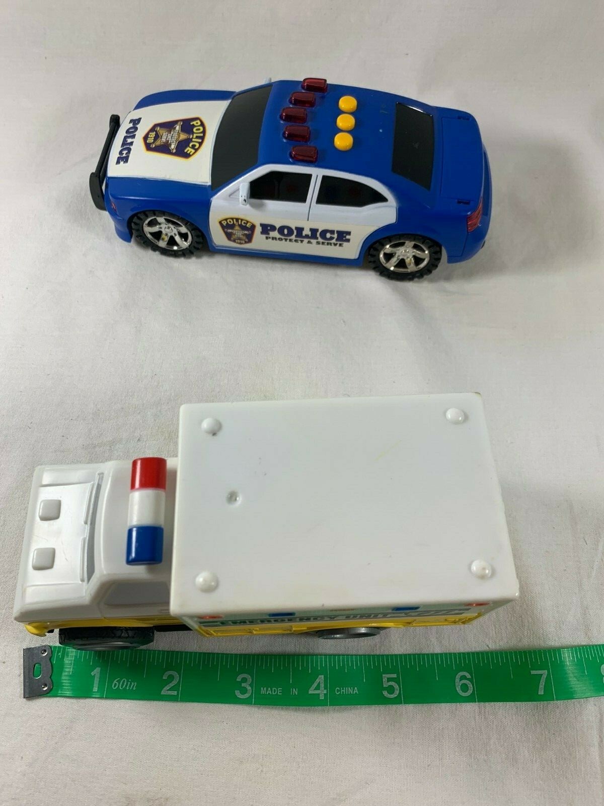 Lot of 4 Safety Service Toy Cars Police Fire Rescue Ambulance Emergency Response
