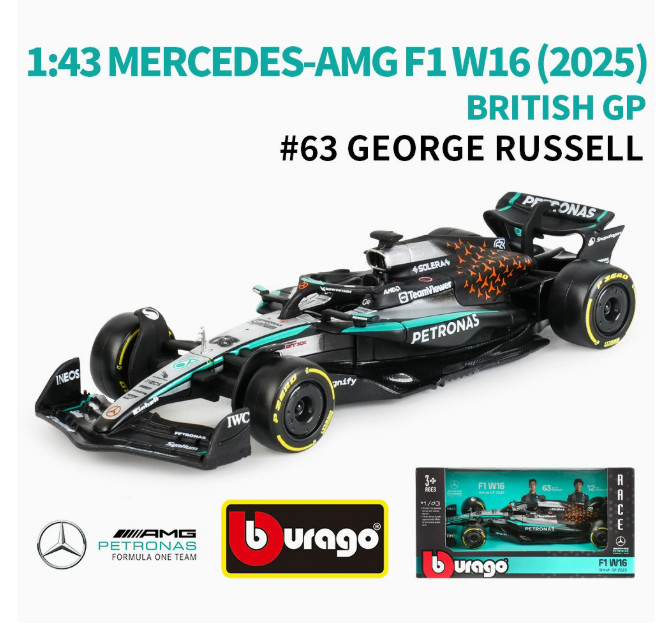 Bburago 1:43 F1 Formula Mercedes AMG W16 W15 Lewis Hamilton Russell Antonelli