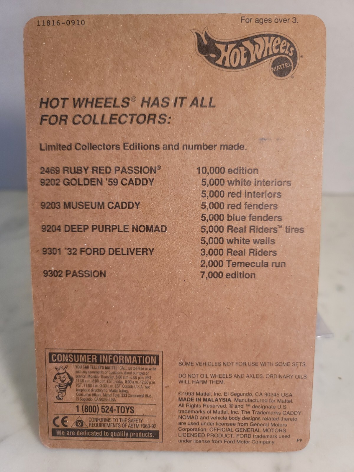 Hot Wheels Rod And Custom Limited Edition Passion 1993