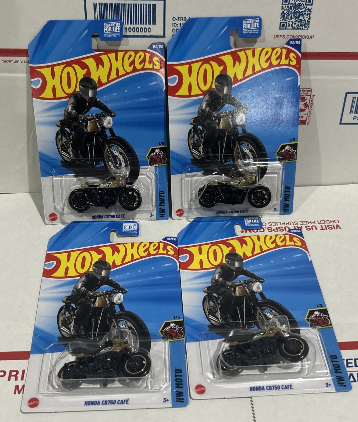 Lot of 4 NEW 2025 Hot Wheels Kroger Exclusive HONDA CB750 CAFE Motorcycles Card