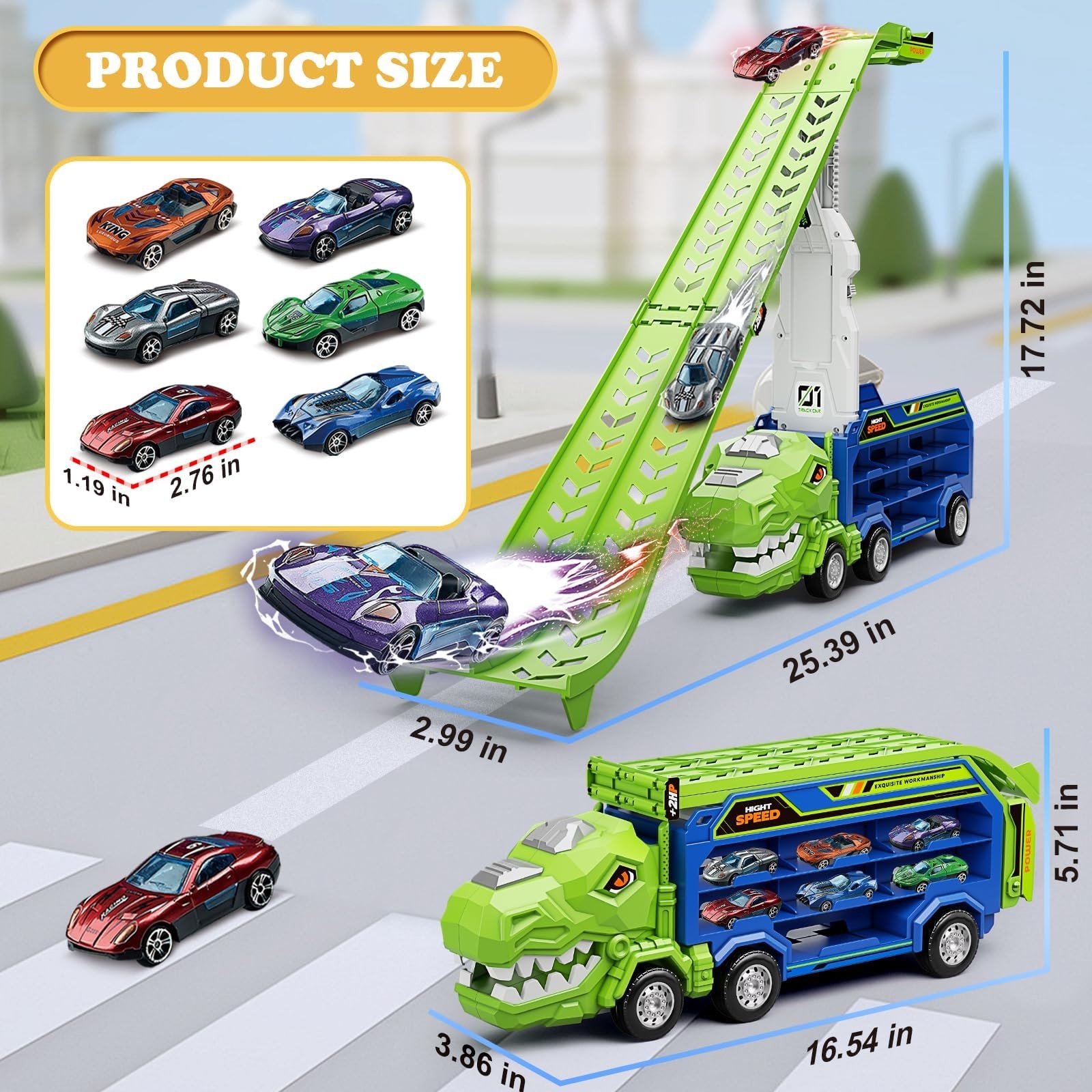 Dinosaur Truck Car Toys for 3, 4, 5, 6, 7, 8 Years Old Kids, Carrier Truck Ra…