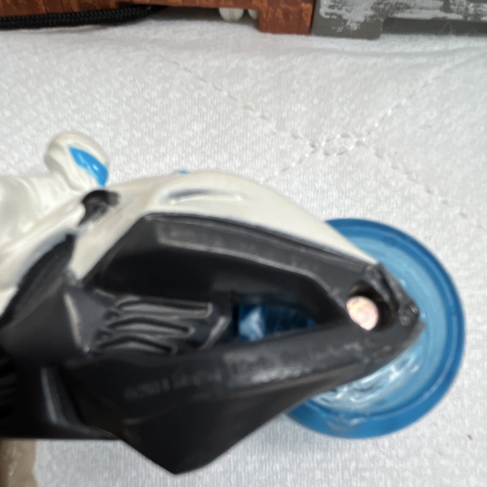 Mattel White Black Blue Plastic Toy Motorcycle w/ Rider Figure