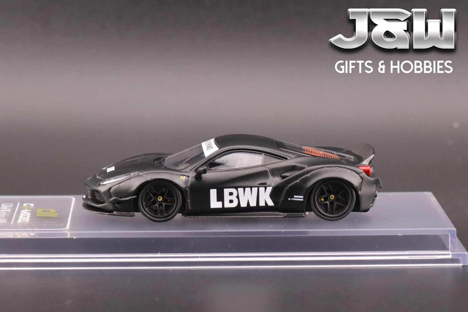 CM Model LBWK Liberty Walk 488 Widebody Matted Black with Carbon 1/64