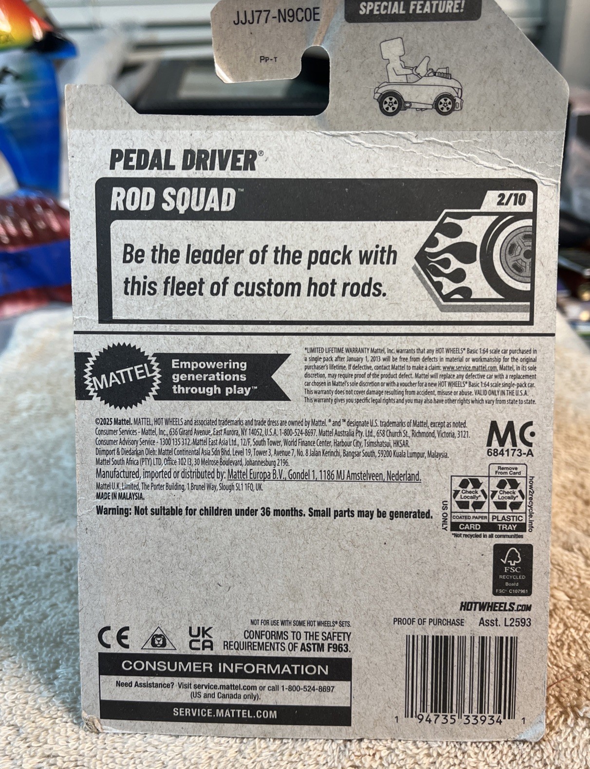 🚗2026 Hot Wheels, Pedal Driver, Silver / Purple ROD SQUAD🚗 Free shipping