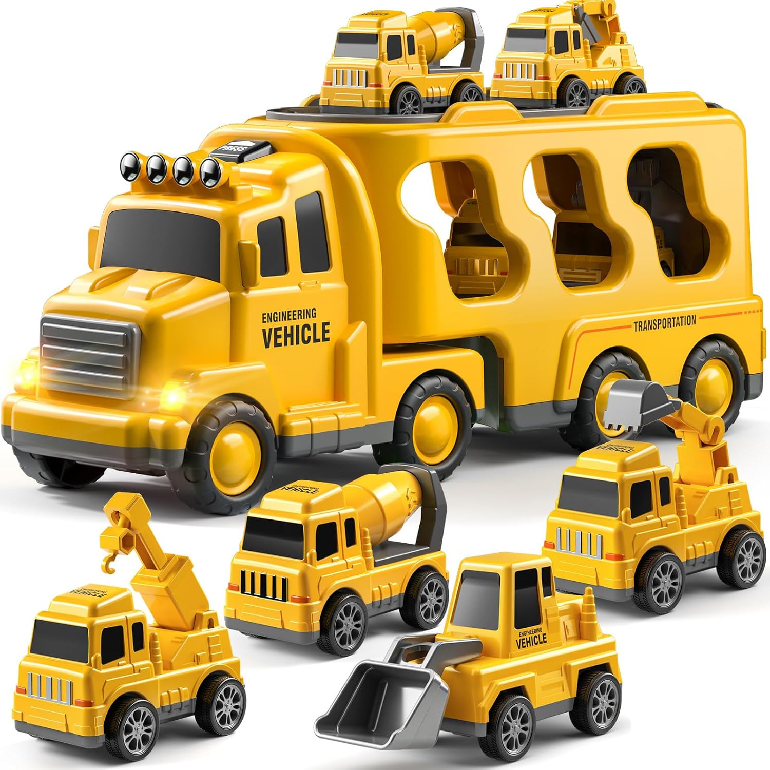 Trucks for Toddlers 2-4 Years 1-3 4-8 4-7 Boys Girls, 5 in 1 Construction Carrie