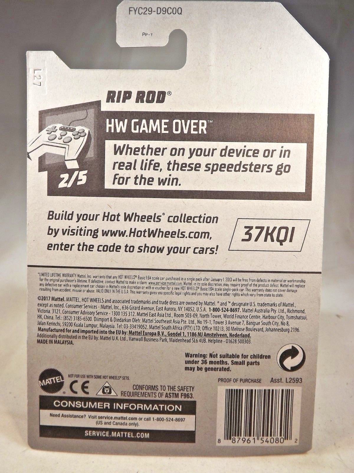 2019 Hot Wheels #16 HW Game Over 2/5 RIP ROD Blue w/Black MC5 Spoke Wheels