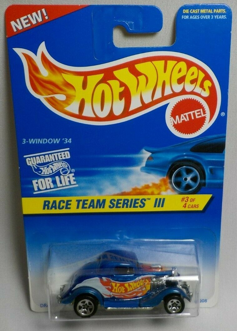 1996 HOT WHEELS 3 WINDOW ’34 COLLECTOR #535 1/64 RACE TEAM SERIES 3 # 3 OF 4