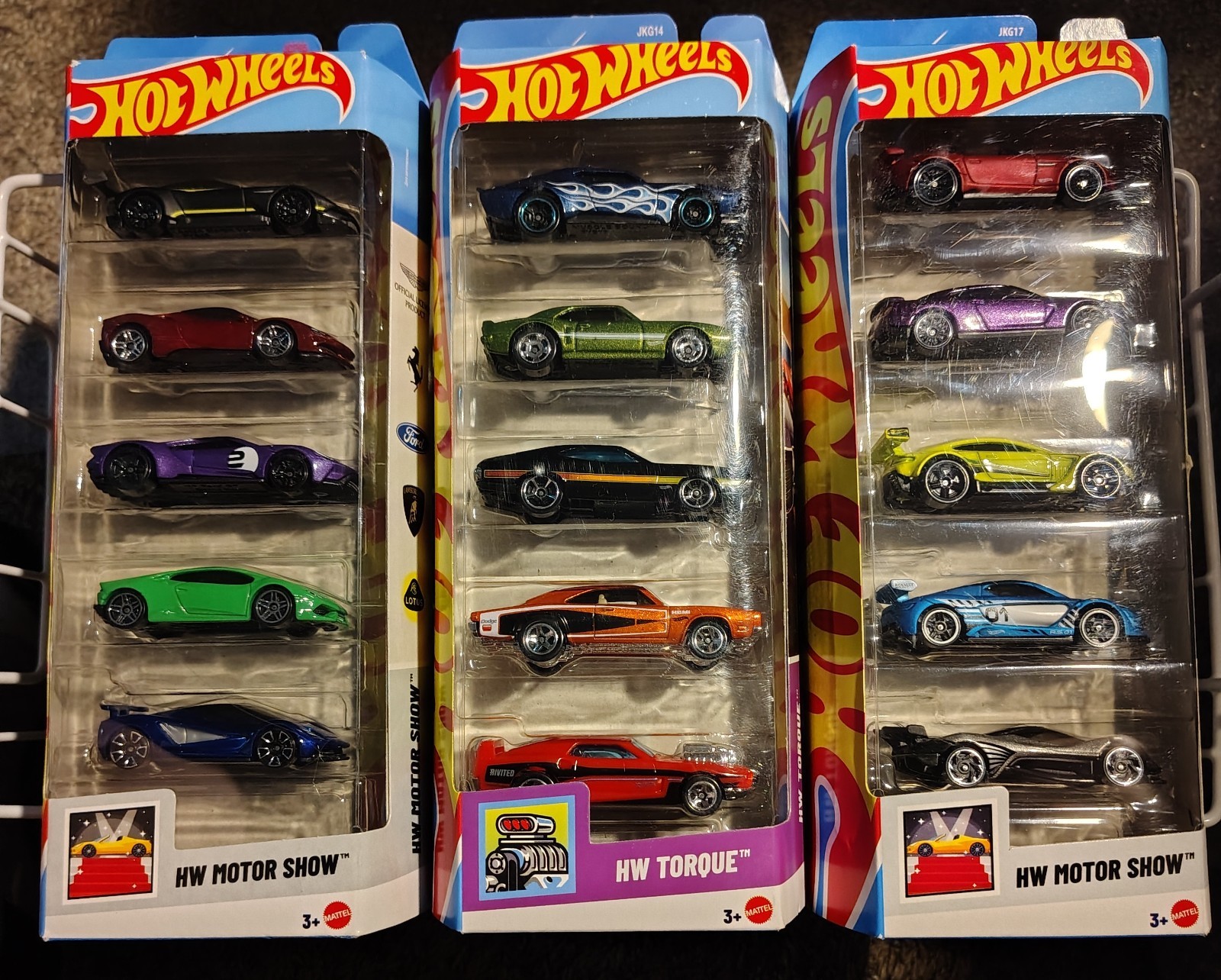 3 Brand New in Box Hot Wheels 5Pack Sets 2026 2 HW Motor Show & a HW Torque sets