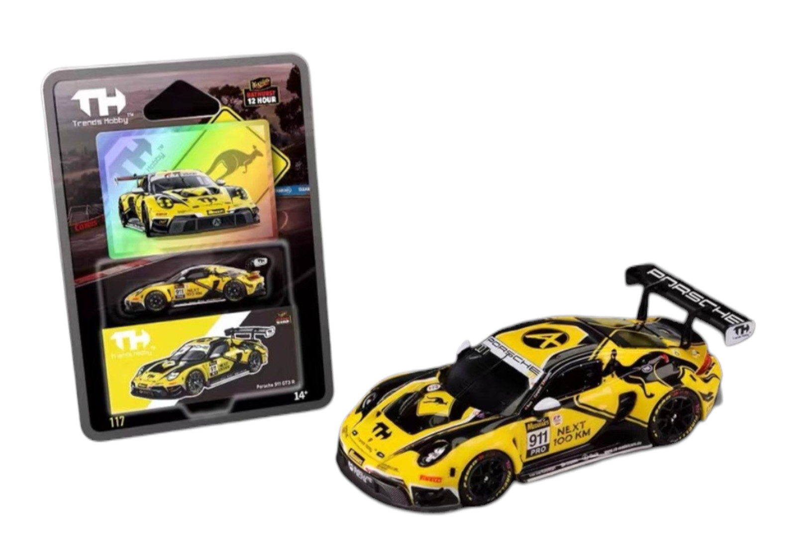 Trends Hobby 1:64 Porsche 911 GT3 R Yellow #911 Car Diecast New