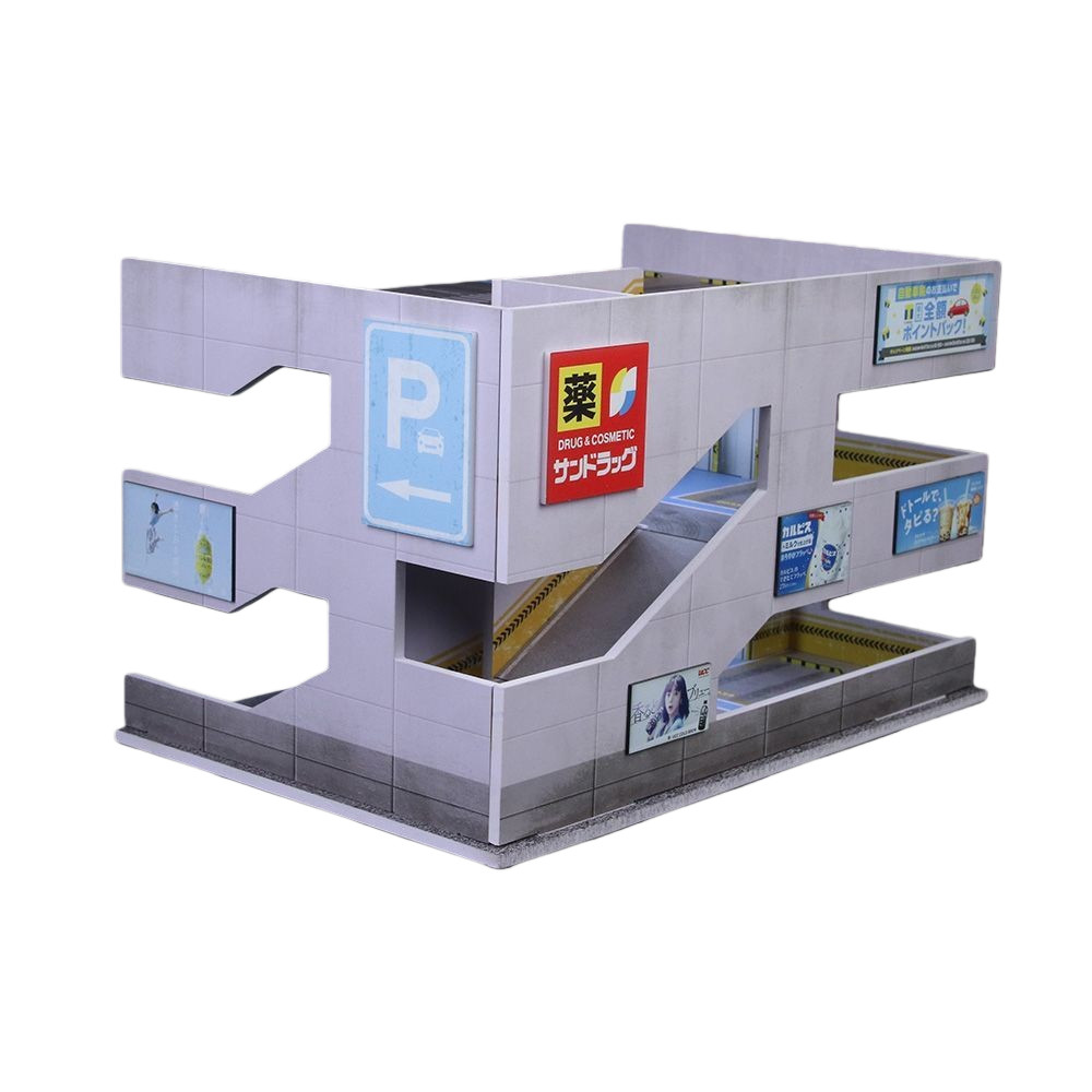 Diorama 1:64 Car Garage Model LED Lighting Store Building Parking Lot Scene Gift