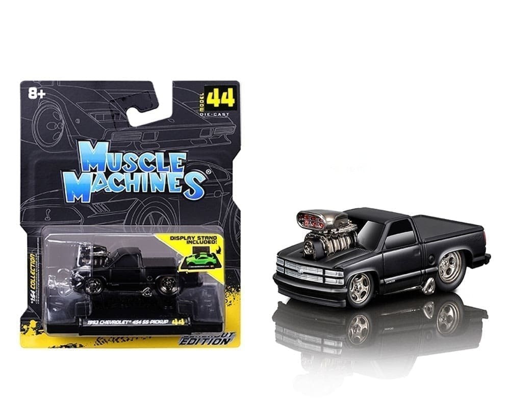 MUSCLE MACHINES 1993 CHEVROLET 454 SS PICKUP MATT BLACK 1:64 MODEL CAR 15584-3I
