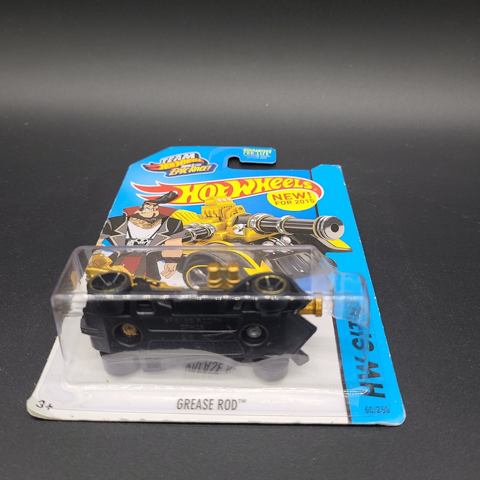 Hot Wheels Grease Rod 2015 HW City 1:64 Gold Black Steampunk Cannon Diecast Car